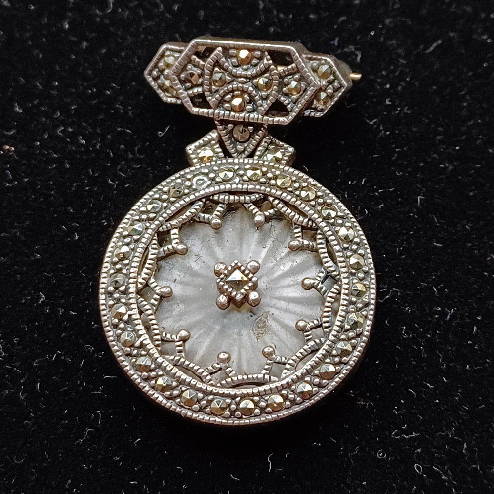 Judith Jack marcasite and camphor glass brooch
